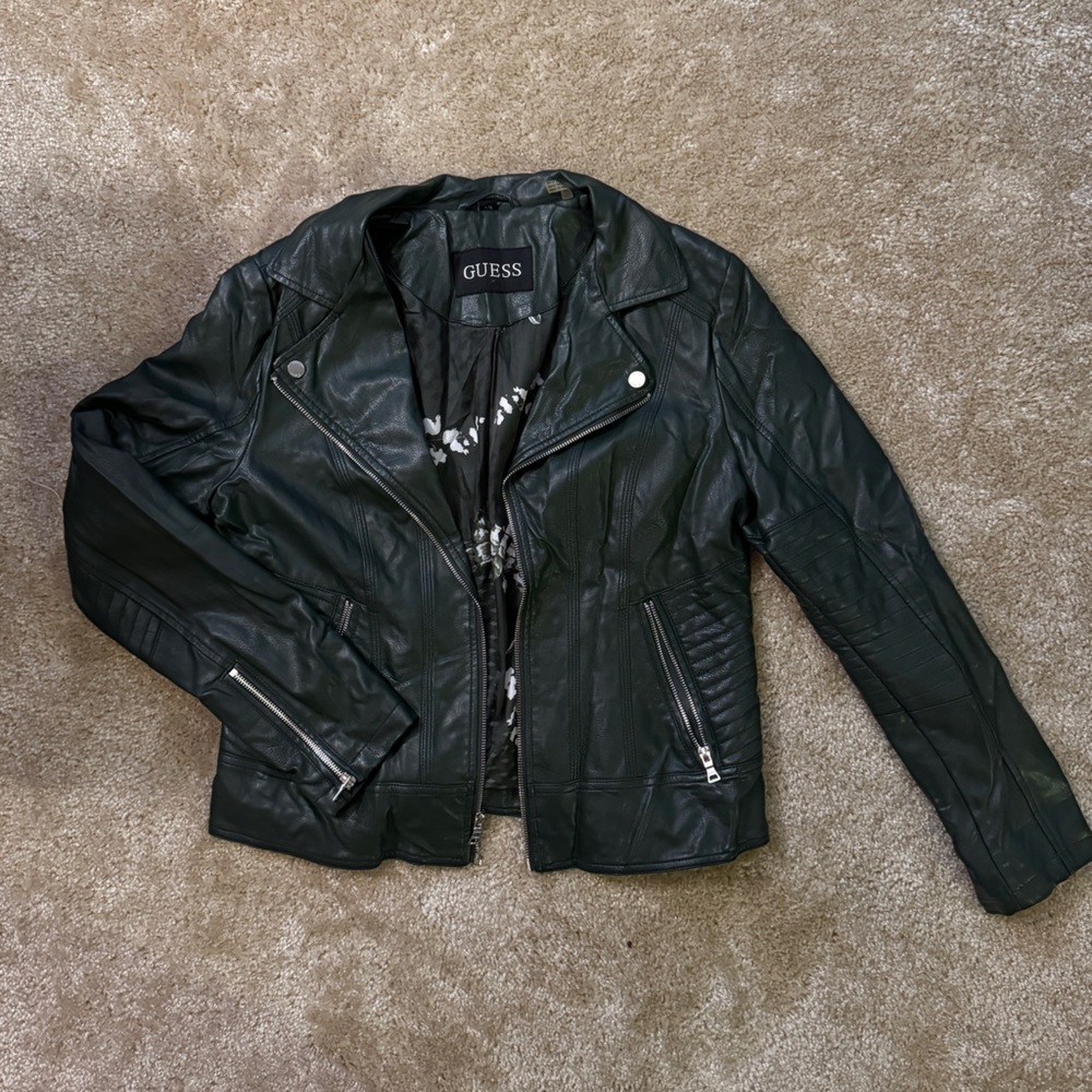 GUESS Hunter Green Leather Jacket